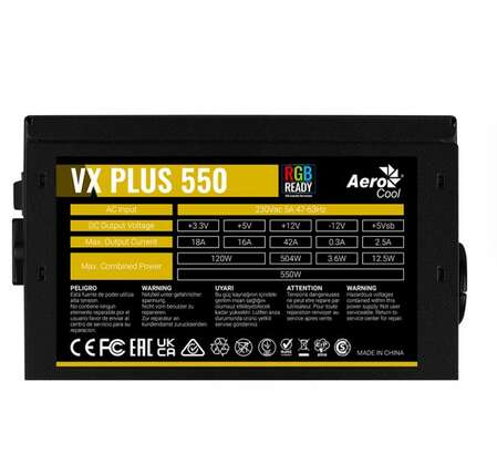 Блок питания 550W AeroCool VX Plus 550 RGB
