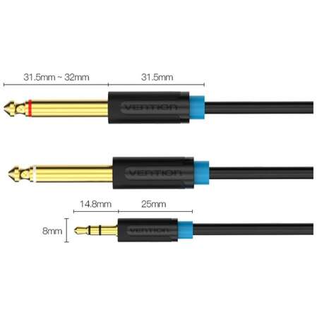 Кабель Jack3.5 (M)- Jack6.5 (M) 1m Vention (BACBF) черный