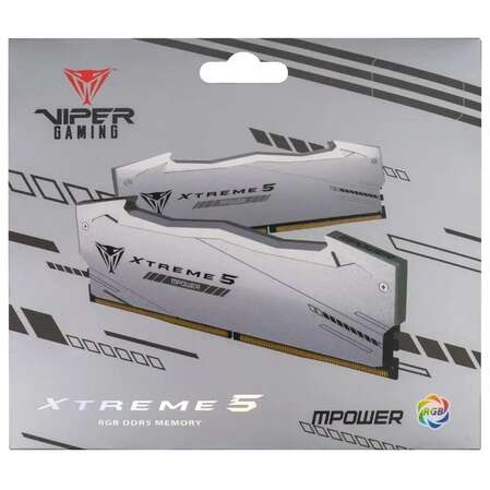 Модуль памяти DIMM 48Gb 2х24Gb DDR5 PC48000 6000MHz Patriot Memory Viper Xtreme 5 RGB Mpower White (PVXR548G60C30KM)