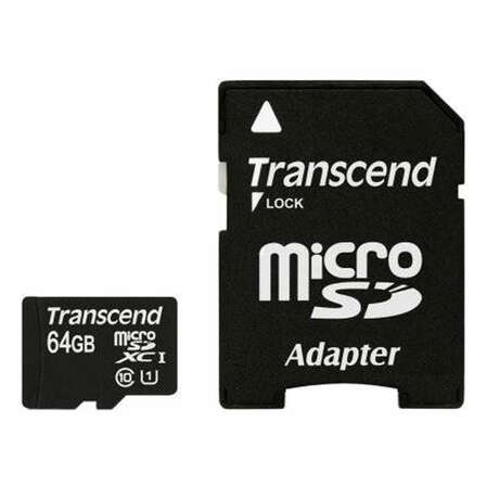 Micro SecureDigital 64Gb SDXC UHS Class 1 Transcend class10 (TS64GUSDU1)