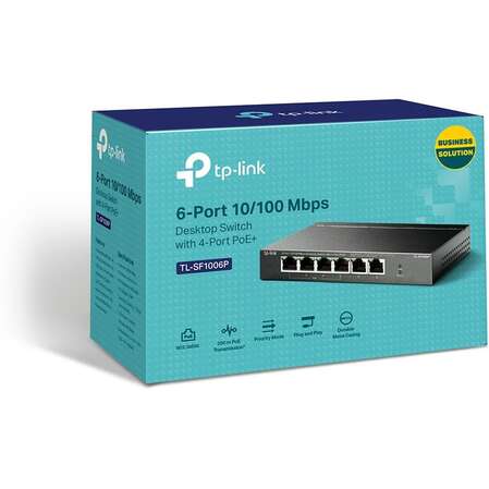 Коммутатор TP-LINK TL-SF1006P неуправляемый 6 портов 10/100Мбит/с 4xPoE+