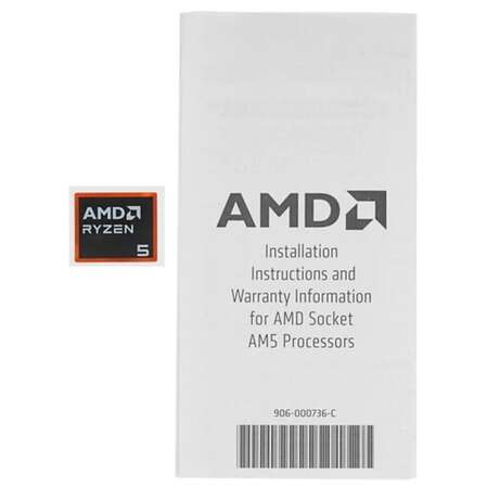 Процессор AMD Ryzen 5 9600X, 3.9ГГц, (Turbo 5.4ГГц), 6-ядерный, L3 16МБ, Сокет AM5, Radeon 760M, BOX W/O Cooler