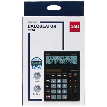 Калькулятор Deli EM126 черный 12-разр.