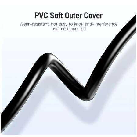 Переходник-разветвитель Jack 3.5 mm M/2RCA F Vention VAB-R02-B030 гибкий