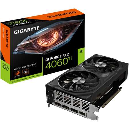 Видеокарта Gigabyte GeForce RTX 4060 Ti 8192Mb, Windforce OC V2 8 Gb (GV-N406TWF2OCV2-8GD) 1xHDMI, 3xDP, Ret