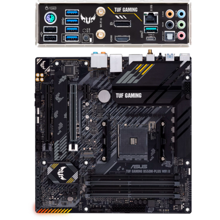 Материнская плата ASUS TUF Gaming B550M-Plus WiFi II B550 Socket AM4 4xDDR4, 4xSATA3, RAID, 2xM.2, 2xPCI-E16x, 5xUSB3.2, 1xUSB3.2 Type C, DP, HDMI, Wi-Fi, 2.5Glan, mATX