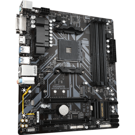 Материнская плата Gigabyte B450M DS3H V2 B450 Socket AM4 4xDDR4, 4xSATA3, RAID, 1xM.2, 2xPCI-E16x, 4xUSB3.1, DVI-D, HDMI, Glan, mATX