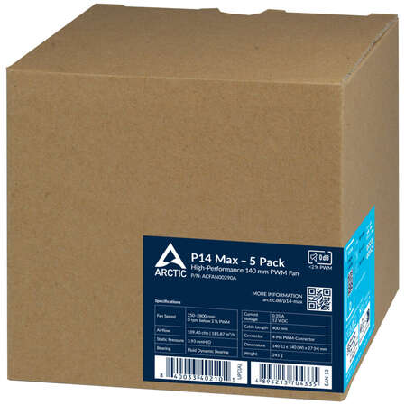 Вентилятор 140x140 Arctic Cooling P14 Max PWM 5pcs-pack  (ACFAN00290A) Black Ret