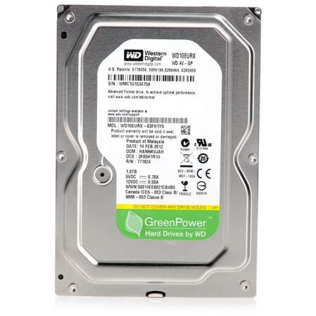 Внутренний жесткий диск 3,5" 1Tb Western Digital (WD10EURX) 64Mb 5400rpm GP-AV IntelliPower