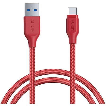 Кабель USB3.2 Gen1 USB-C(m)-A(m) 1.2m красный Aukey Braided Nylon (CB-AC1) алюминий/нейлон