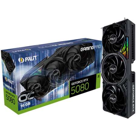 Видеокарта Palit GeForce RTX 5080 16384Mb, GamingPro OC 16 Gb (NE75080S19T2-GB2031A) 1xHDMI, 3xDP, Ret