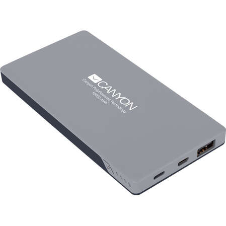 Внешний аккумулятор Canyon CNS-TPBP10DG 10000 мАч 1xMicroUSB, 1xUSB, 1xLightning серый