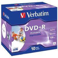 Оптический диск DVD+R диск Verbatim 4,7Gb 16x Jewel Case Printable 10шт (43508)