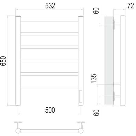 Электрический полотенцесушитель TERMINUS Аврора П6 500х650 Quick Touch 4670078531155