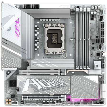 Материнская плата Gigabyte Z890M AORUS Elite WiFi7 Ice Z890 Soc-1851 4xDDR5, 4xSATA3, RAID, 3хM.2, 2xPCI-E16x, 5xUSB3.2, 1xUSB3.2 Type C, DP, WiFi, 2.5Glan, mATX