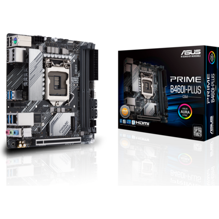 Материнская плата ASUS Prime B460I-Plus B460 Socket-1200 2xDDR4, 4xSATA3, RAID, 1xM.2, 1xPCI-E16x, 4xUSB3.2, DP, HDMI, Glan, mini-ITX