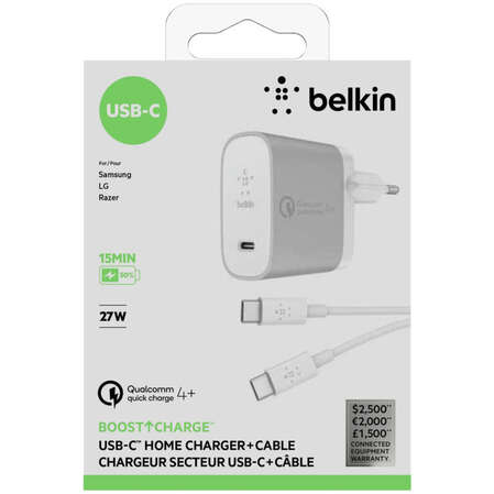 Сетевое зарядное устройство Belkin F7U074vf04-SLV 27W Type-C белый