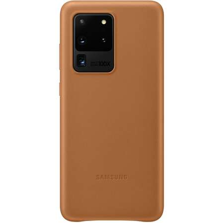Чехол для Samsung Galaxy S20 Ultra SM-G988 Leather Cover коричневый