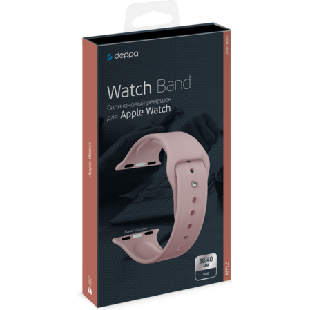 Ремешок для умных часов Силиконовый ремешок для умных часов Deppa Band Silicone для Apple Watch 38/40 mm розовый