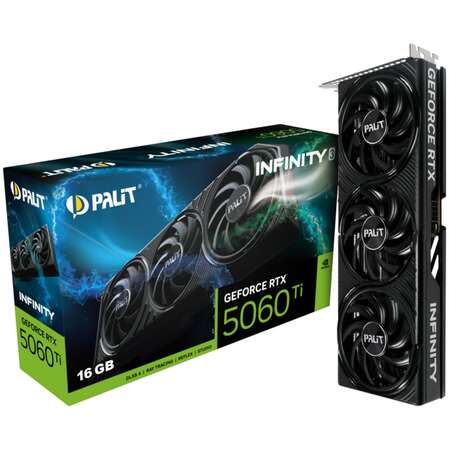 Видеокарта Palit GeForce RTX 5060 Ti 16384Mb, Infinity 3 16 Gb (NE7506T019T1-GB2061S) 1xHDMI, 3xDP, Ret