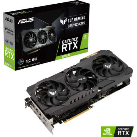 Видеокарта ASUS GeForce RTX 3070 Ti 8192Mb, TUF Gaming O8G (TUF-RTX3070Ti-O8G-Gaming) 2xHDMI, 3xDP, Ret