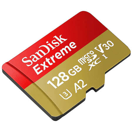 Карта памяти Micro SecureDigital 128Gb SanDisk Extreme microSDHC class 10 UHS-1 U3 V30 A2 (SDSQXAA-128G-GN6MN)