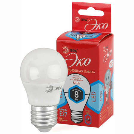 Светодиодная лампа ЭРА ECO LED P45-8W-840-E27 Б0030025
