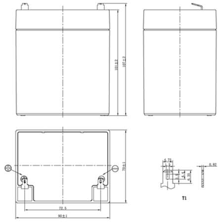 Батарея Powercom PM-12-5.0, 12V 5Ah