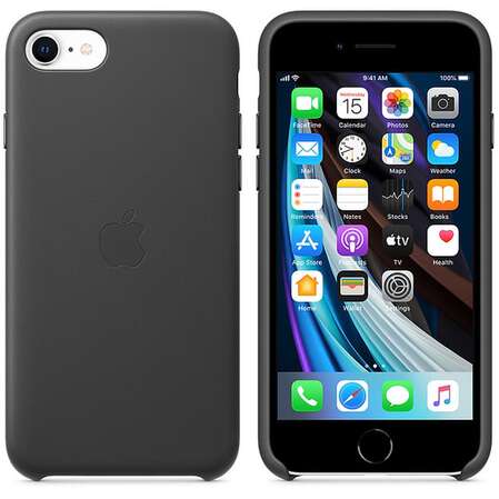 Чехол для Apple iPhone SE (2020) Leather Case Black