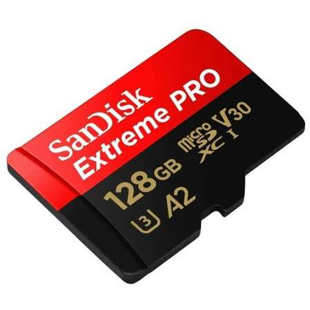 Карта памяти Micro SecureDigital 128Gb SanDisk Extreme Pro microSDHC class 10 UHS-1 U3 V30 A2 (SDSQXCD-128G-GN6MA) + адаптер