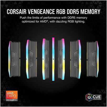 Модуль памяти DIMM 32Gb 2х16Gb DDR5 PC48000 6000MHz Corsair Vengeance RGB Black (CMH32GX5M2E6000Z36) AMD EXPO Memory