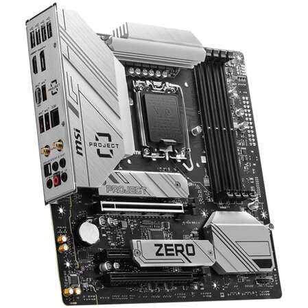 Материнская плата MSI B760M Project Zero B760 Socket-1700 4xDDR5, 4xSATA3, RAID, 2xM.2, 2xPCI-E16x, 3xUSB3.2, DP, HDMI, WiFi, 2.5Glan, mATX