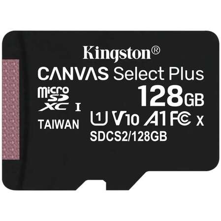 Карта памяти Micro SecureDigital 128Gb Kingston Canvas Select Plus SDXC class 10 UHS-I (SDCS2/128GBSP)