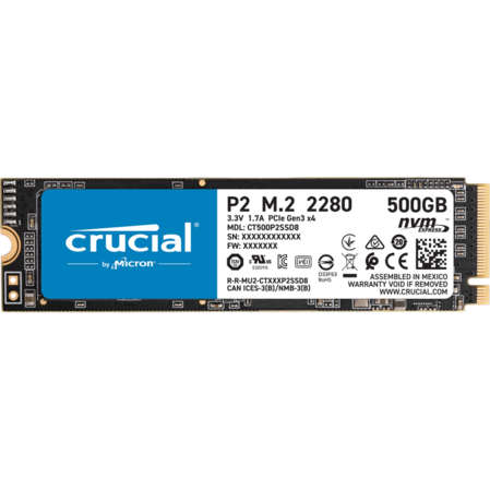 Внутренний SSD-накопитель 500Gb Crucial P2 CT500P2SSD8 M.2 2280 PCIe NVMe 3.0 x4