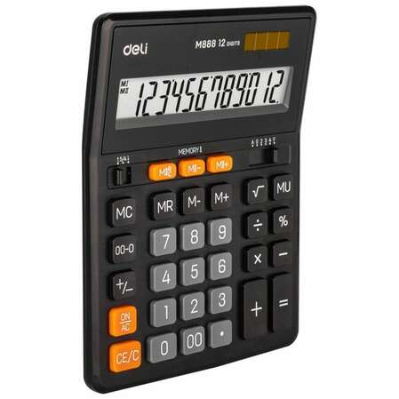 Калькулятор Deli EM888 черный 12-разр.