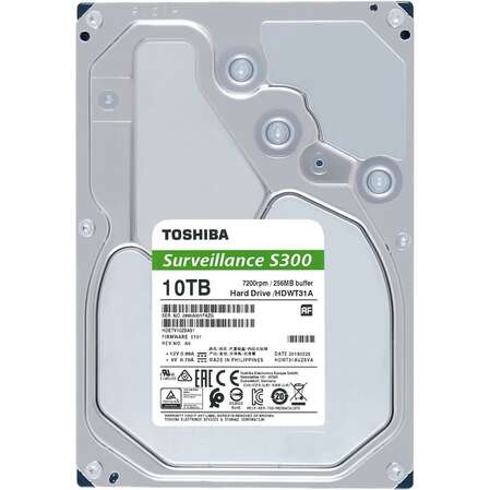 Внутренний жесткий диск 3,5" 10Tb Toshiba S300 (HDWT31AUZSVA) 256Mb 7200rpm SATA3