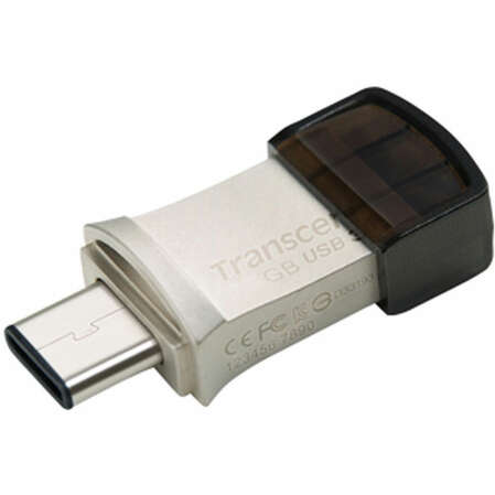 USB Flash накопитель 64GB Transcend JetFlash 890S (TS64GJF890S) USB 3.0 + USB Type C (OTG) Черный/Серебристый