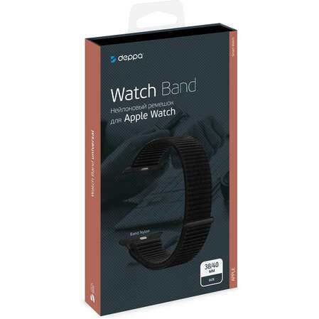 Ремешок для умных часов Нейлоновый ремешок для умных часов Deppa Band Nylon для Apple Watch 38/40 mm черный
