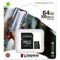 Карта памяти Micro SecureDigital 64Gb Kingston Canvas Select Plus SDXC class 10 UHS-I (SDCS2/64GB) + SD адаптер