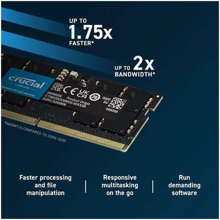 Модуль памяти SO-DIMM DDR5 16Gb PC44800 5600Mhz Crucial (CT16G56C46S5)