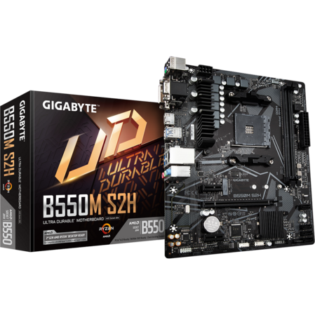 Материнская плата Gigabyte B550M S2H Socket-AM4 AMD B550 2xDDR4, 4xSATA3, 1xM.2, 1xPCI-E16x, 4xUSB3.2, D-Sub, DVI-D, HDMI, Glan, mATX Ret