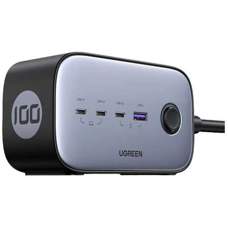 Сетевое зарядное устройство Ugreen DigiNest Pro CD270 (60167) 100W 3xUSB-C + USB-A темно-серый