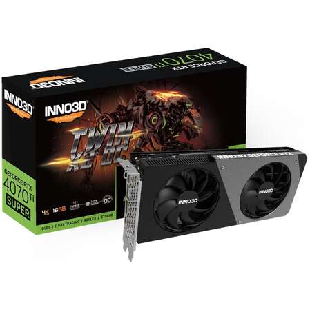 Видеокарта Inno3D GeForce RTX 4070 Ti Super 16384Mb, Twin X2 OC 16 Gb (N407TS2-166XX-186156N) 1xHDMI, 3xDP, Ret