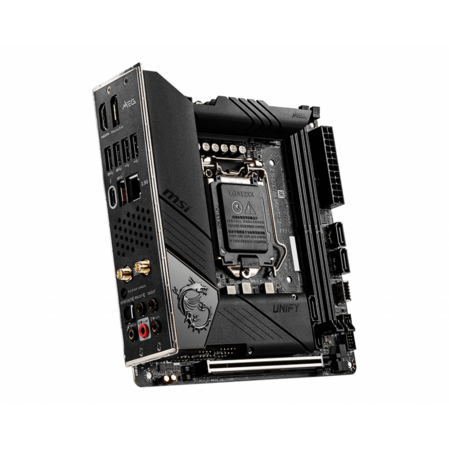 Материнская плата MSI MEG Z490I Unify Z490 Socket-1200 2xDDR4, 4xSATA3, RAID, 2xM.2, 1xPCI-E16x, 3xUSB3.2, 1xUSB3.2 Type C, Wi-Fi, DP, HDMI, 2.5Glan, mini-ITX