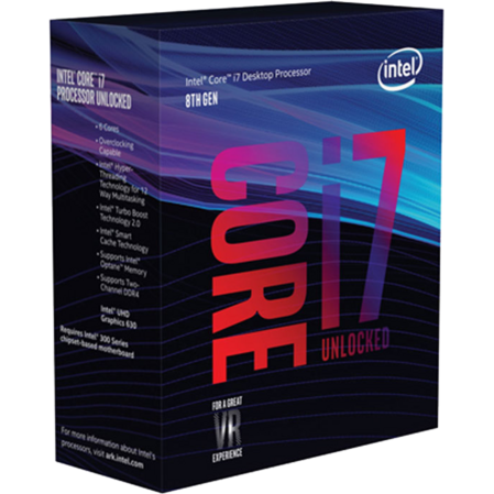 Процессор Intel Core i7-8700K, 3.7ГГц, (Turbo 4.7ГГц), 6-ядерный, L3 12МБ, LGA1151v2, BOX