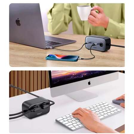 Сетевое зарядное устройство Ugreen DigiNest Pro CD270 (60167) 100W 3xUSB-C + USB-A темно-серый
