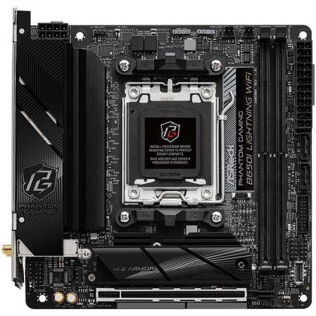 Материнская плата ASRock B650I Lightning WiFi Socket-AM5 AMD B650 2xDDR5, 2xSATA3, RAID, 2xM.2, 1xPCI-E16x, 3xUSB3.2, 1xUSB3.2 Type C, HDMI, WiFi, 2.5Glan, mini-ITX Ret