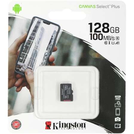 Карта памяти Micro SecureDigital 128Gb Kingston Canvas Select Plus SDXC class 10 UHS-I (SDCS2/128GBSP)