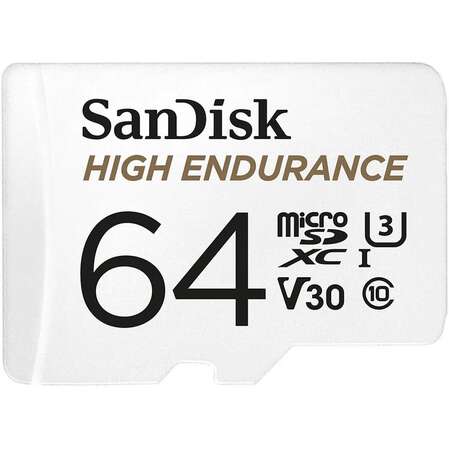 Карта памяти Micro SecureDigital 64Gb SanDisk High Endurance microSDXC class 10 UHS-1 U3 V30 (SDSQQNR-064G-GN6IA)
