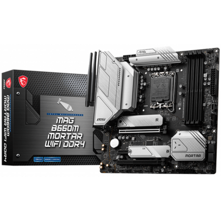 Материнская плата MSI MAG B660M Mortar WiFi DDR4 B660 Socket-1700 4xDDR4, 6xSATA3, RAID, 2xM.2, 2xPCI-E16x, 3xUSB3.2, 1xUSB3.2 Type C, DP, HDMI, WiFi, 2.5Glan, mATX